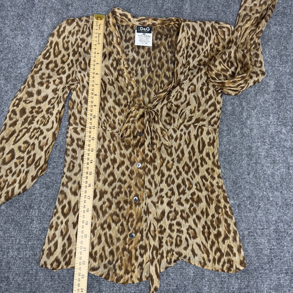 D&G Dolce Gabbana Leopard Silk Tie Blouse Womens IT38/XS Italy Luxury Maximalist - Picture 13 of 13